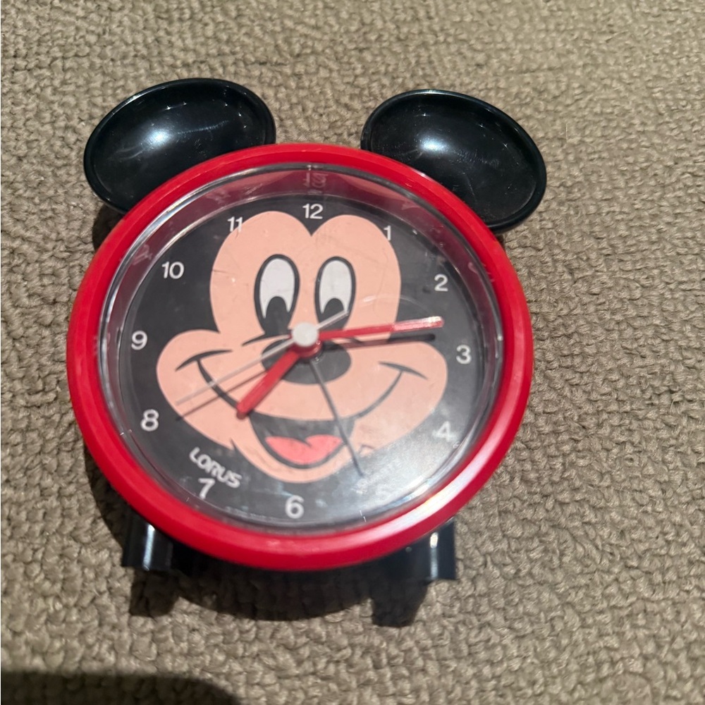Disney Mickey Mouse Red and Black Kids Clock